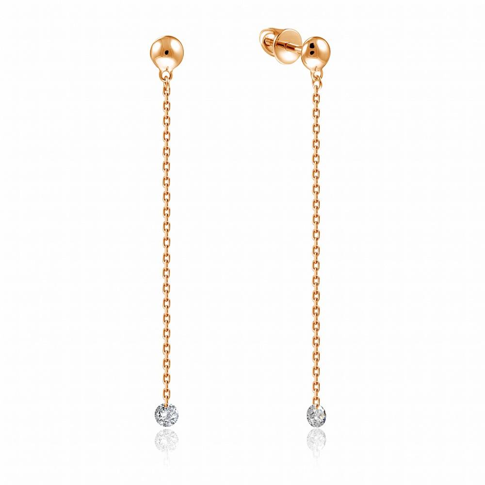 Серьги из красного золота с бриллиантами (047676)