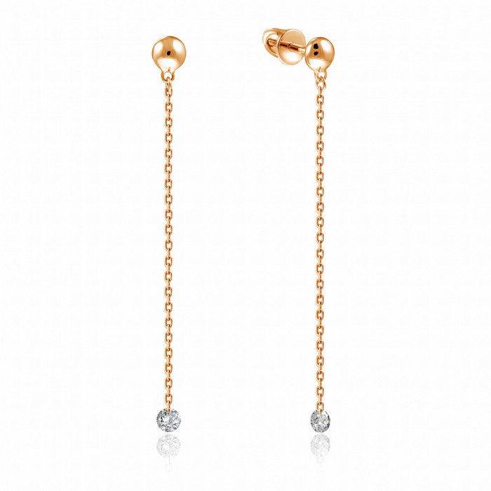 Серьги из красного золота с бриллиантами (047676)