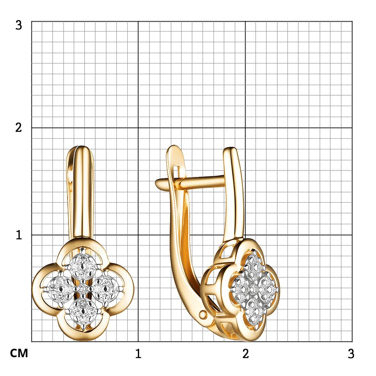 Серьги из жёлтого золота с бриллиантами (059623)