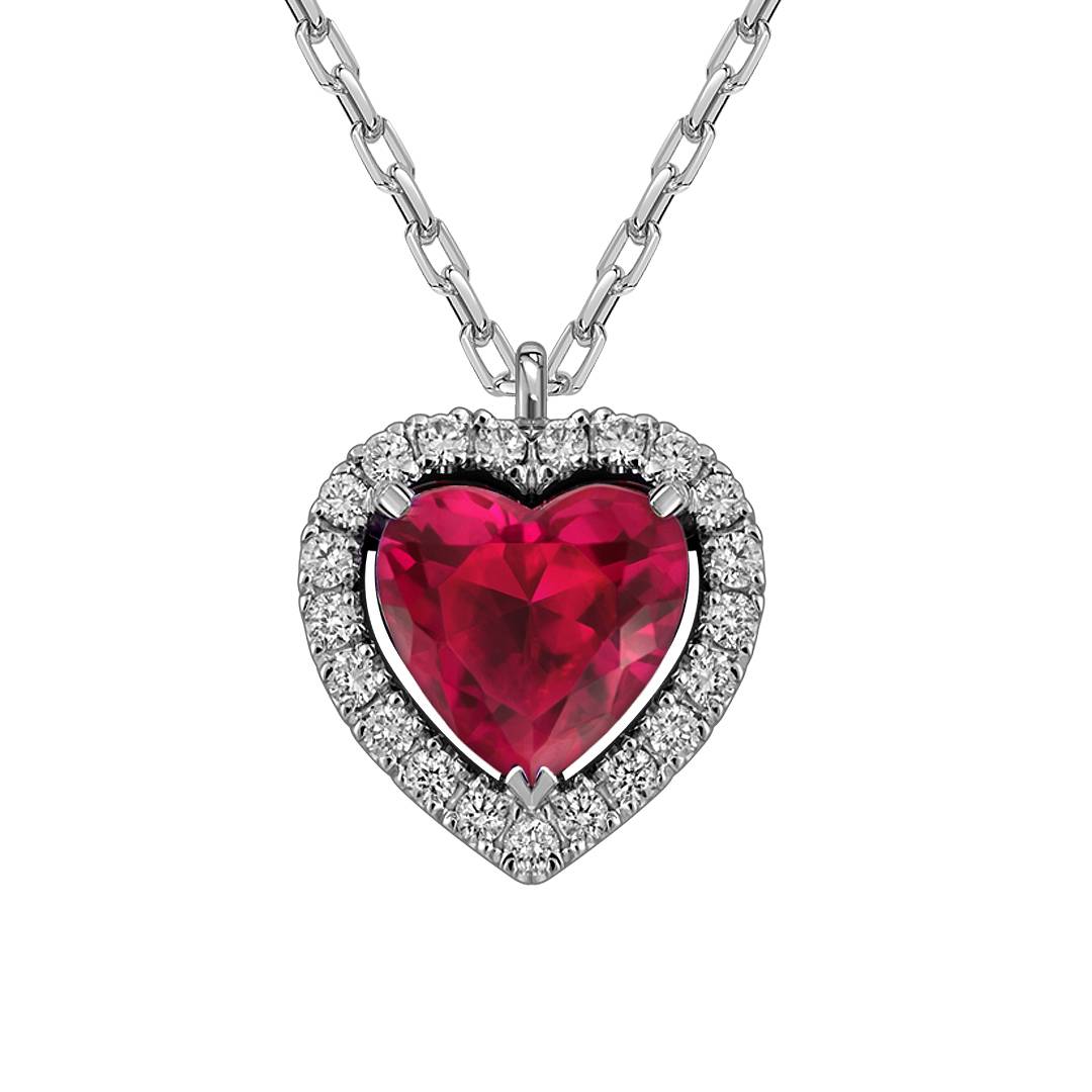 Колье из белого золота с бриллиантами и рубином 