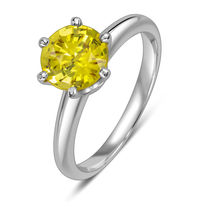 Помолвочное кольцо из белого золота с жёлтым сапфиром (061119)
