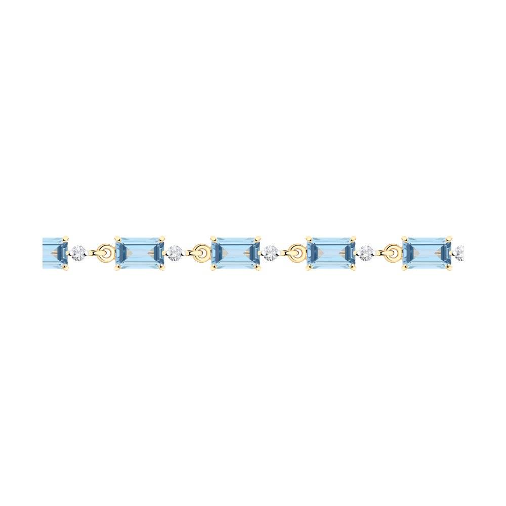 Браслет из красного золота с топазами и фианитами (048990)