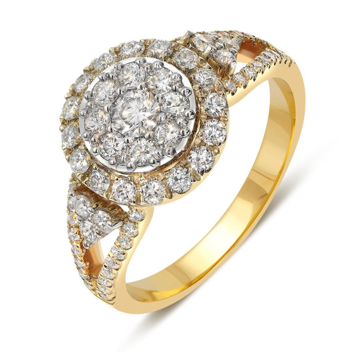 Кольцо из жёлтого золота с бриллиантами (060998)