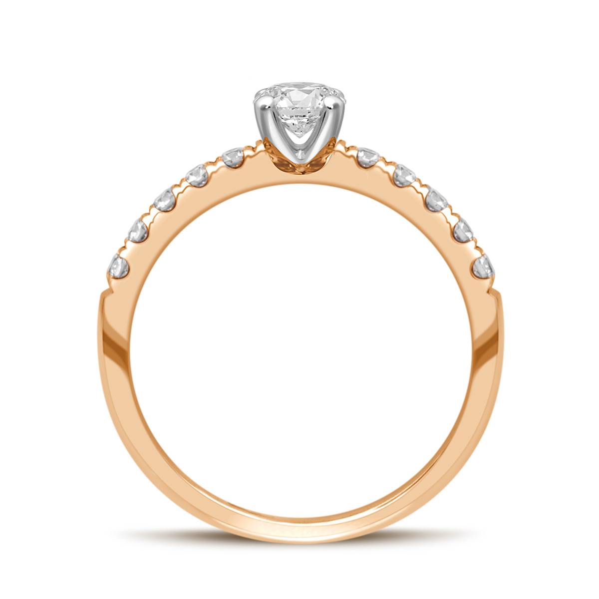 Помолвочное кольцо из комбинированного золота с бриллиантами (060553)