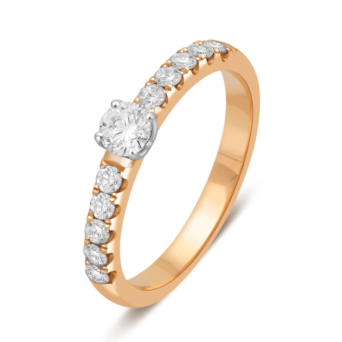 Помолвочное кольцо из комбинированного золота с бриллиантами (060553)