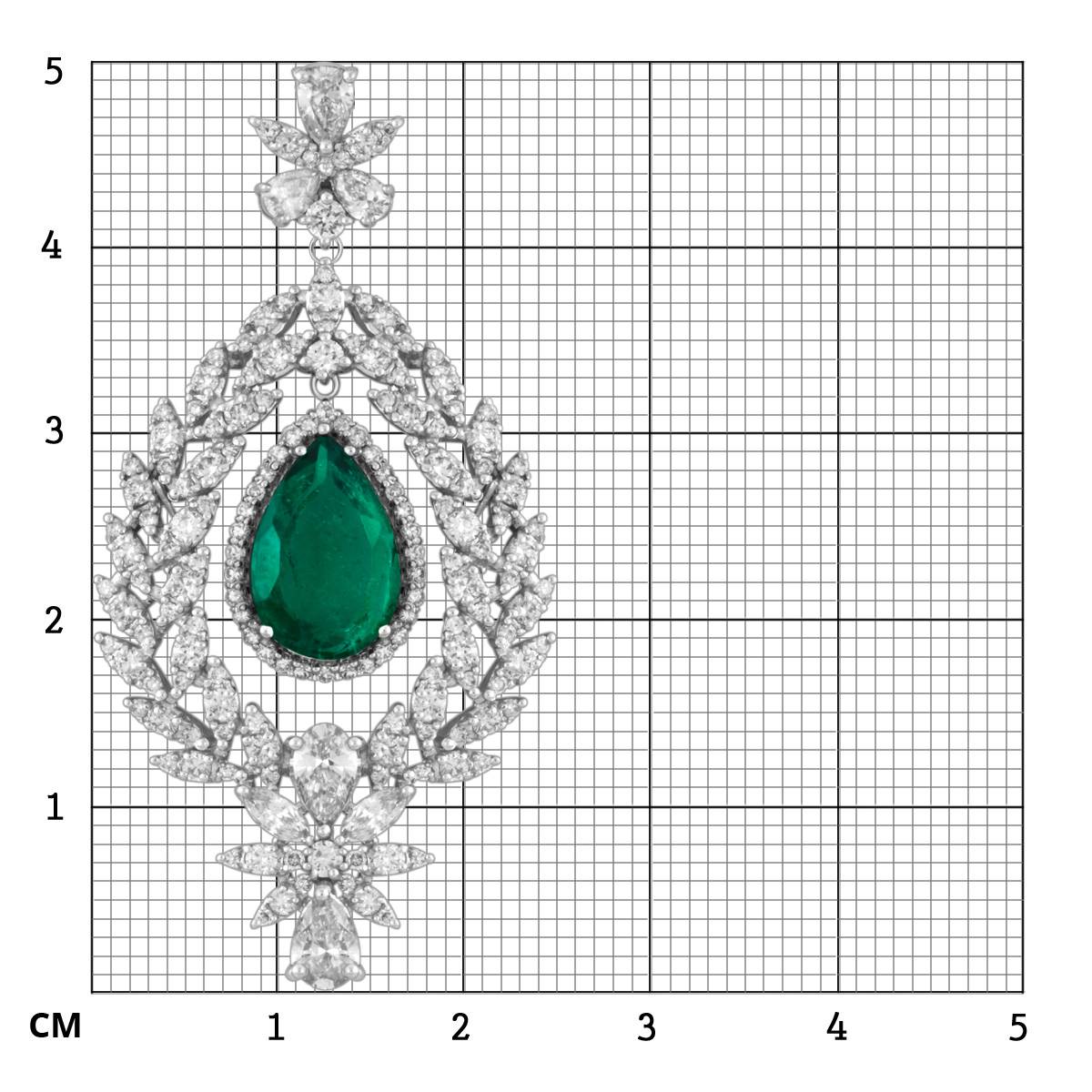 Кулон из белого золота с бриллиантами  и изумпудом (047601)