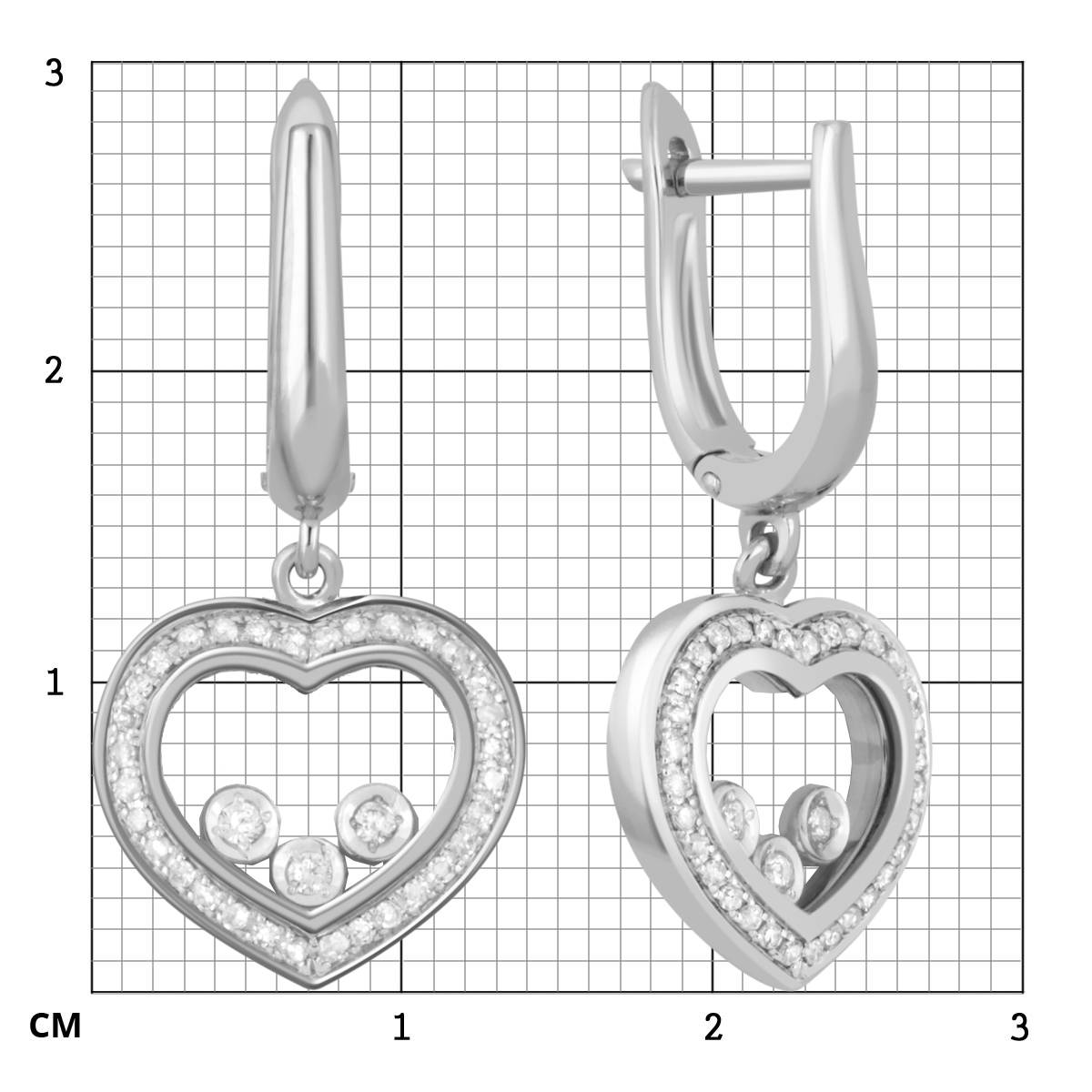 Серьги из белого золота с бриллиантами (039714)