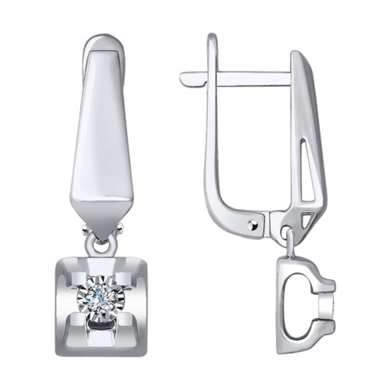 Серьги из белого золота с бриллиантами (040793)