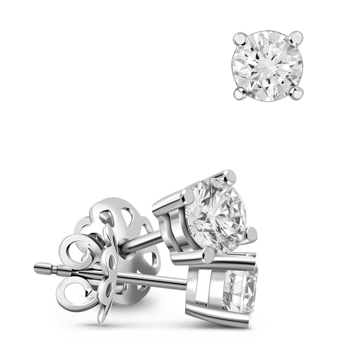 Серьги пусеты из платины с бриллиантами (045759)