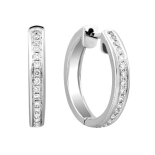 Серьги конго из белого золота с бриллиантами (024336)