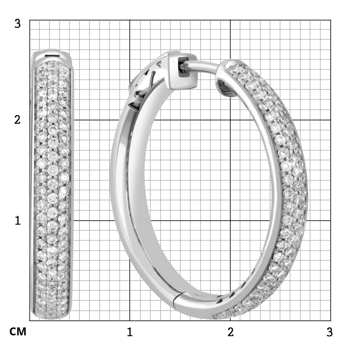 Серьги конго из белого золота с брилллиантами (038521)