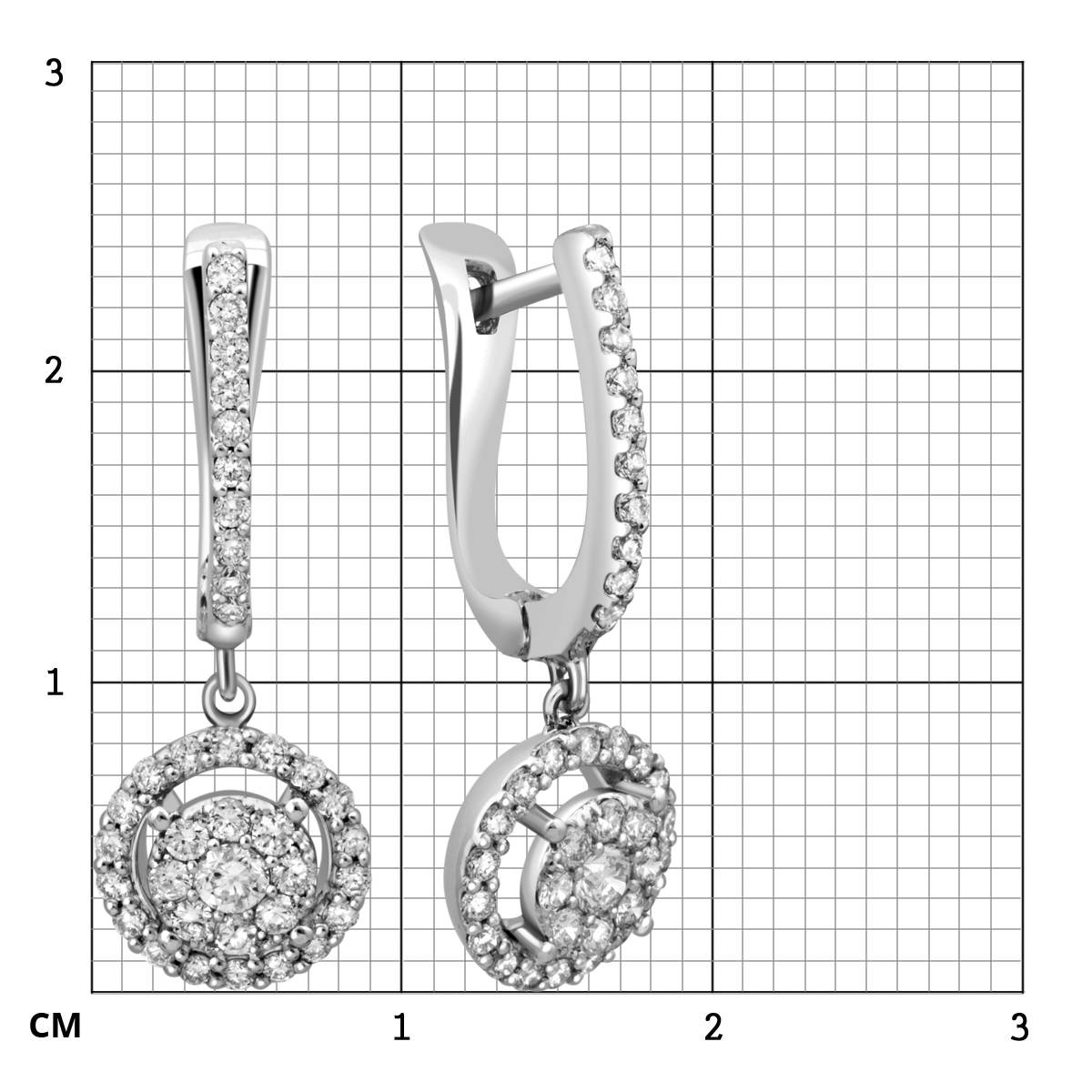 Серьги из белого золота с бриллиантами (025381)