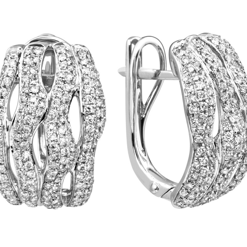 Серьги из белого золота с бриллиантами (012890)