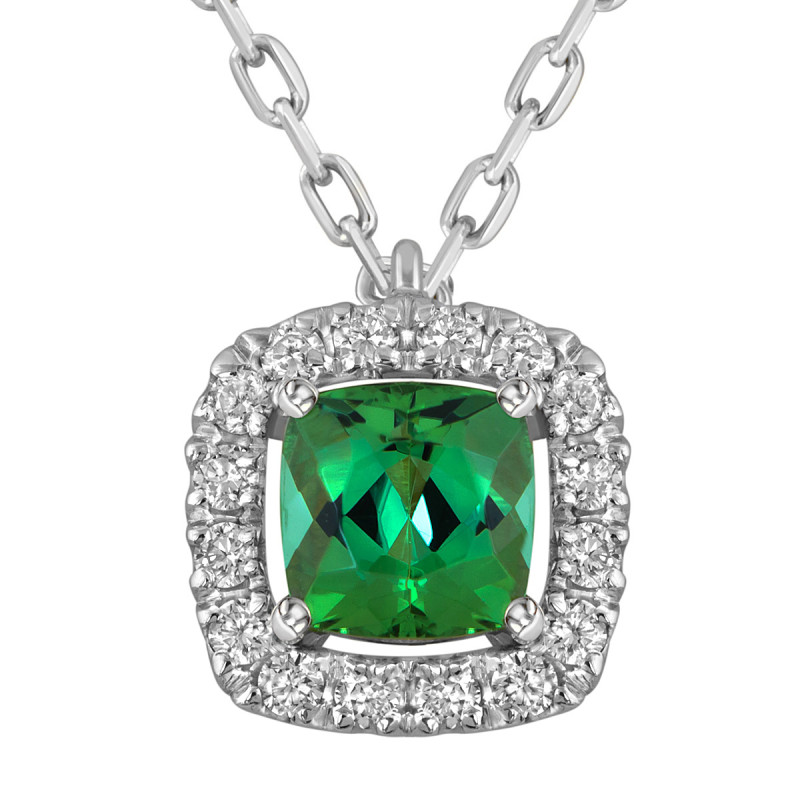 Колье из белого золота с бриллиантами и турмалином (057498)