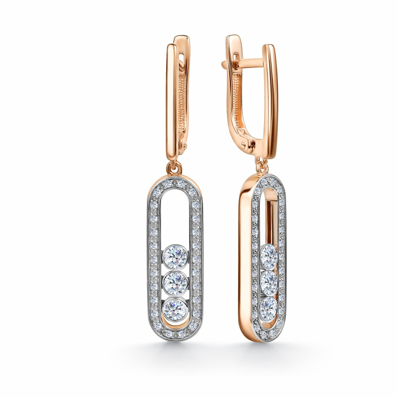Серьги из красного золота с бриллиантами (057540)