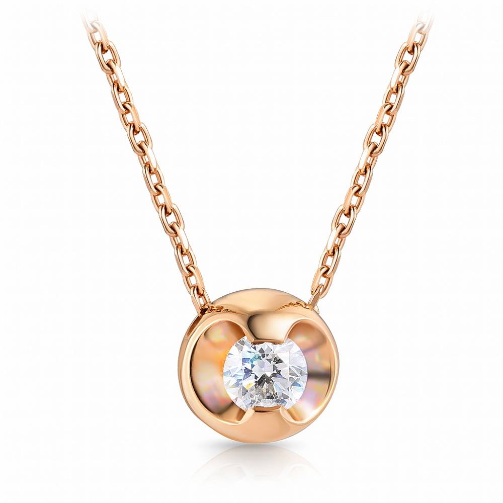 Колье из красного золота с бриллиантом (047747)