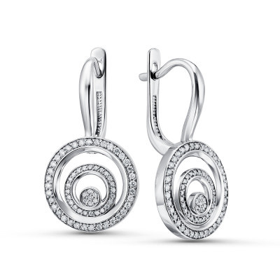 Серьги из белого золота с бриллиантами (056120)