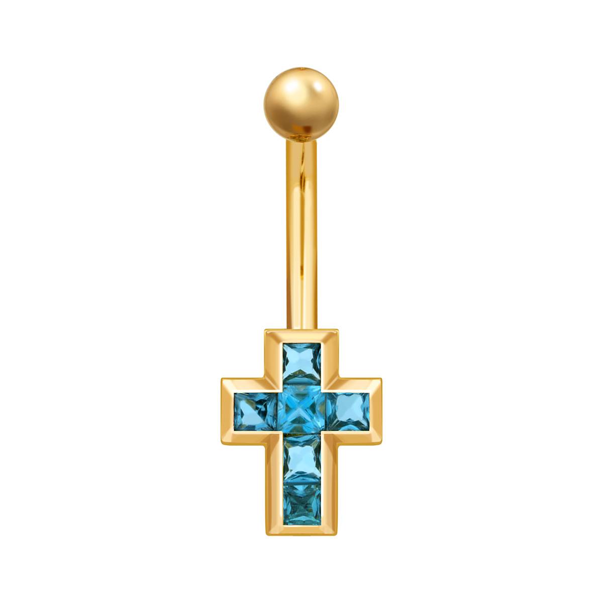 Пирсинг из жёлтого золота с топазами (041960)