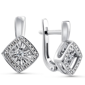 Серьги из белого золота с бриллиантами (052728)