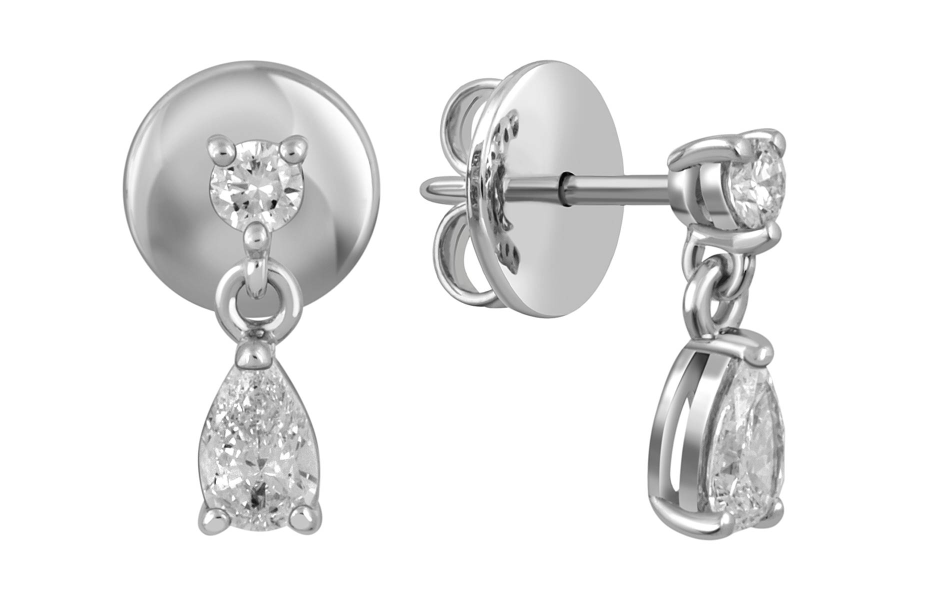 Серьги пусеты из белого золота с бриллиантами 