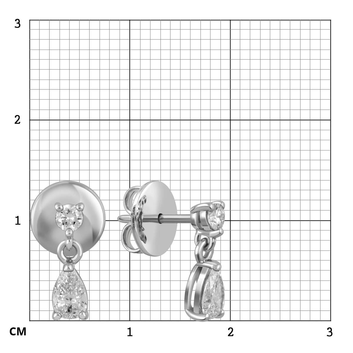 Серьги пусеты из белого золота с бриллиантами 
