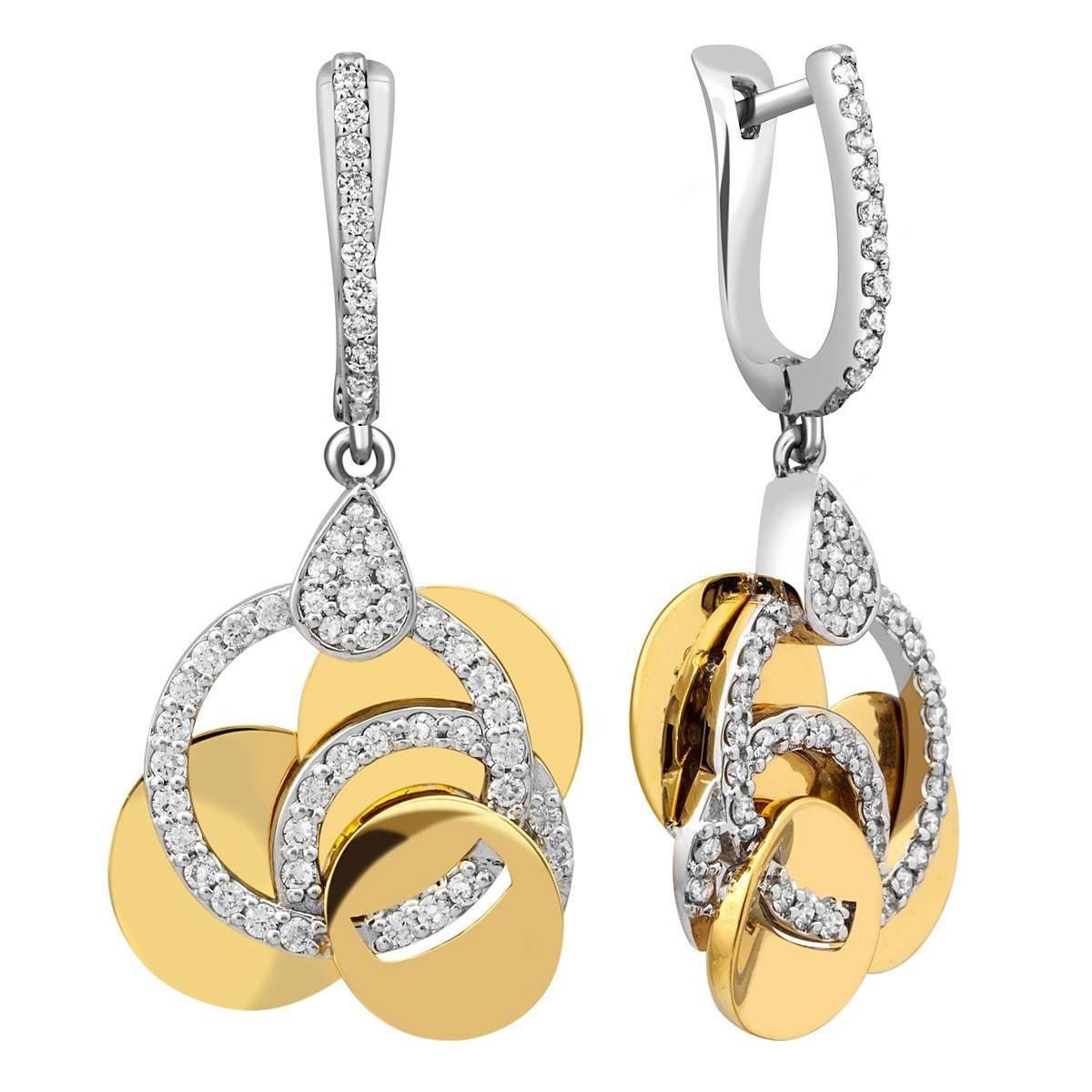 Серьги из комбинированного золота с бриллиантами (025855)