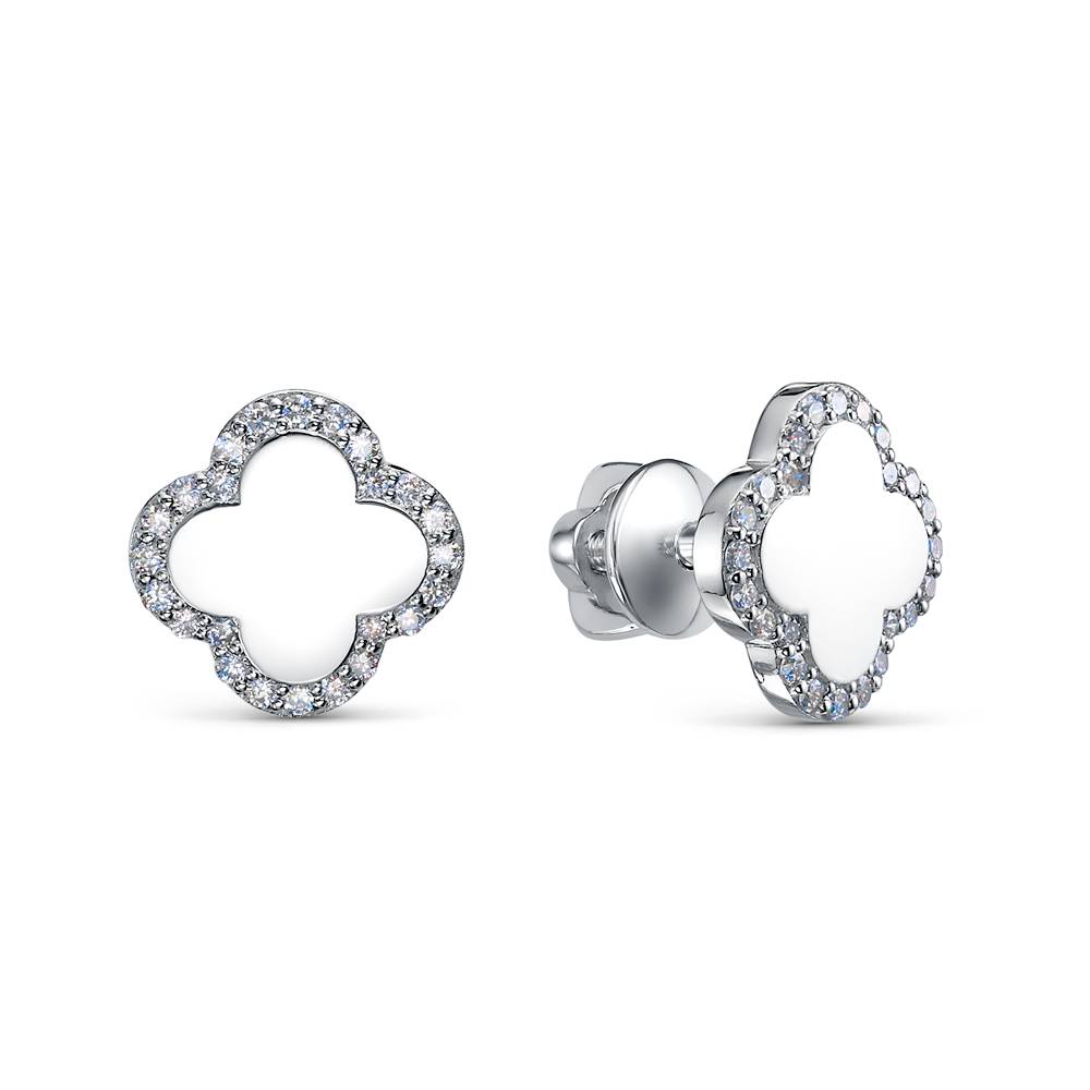 Серьги пусеты из платины с бриллиантами (058053)