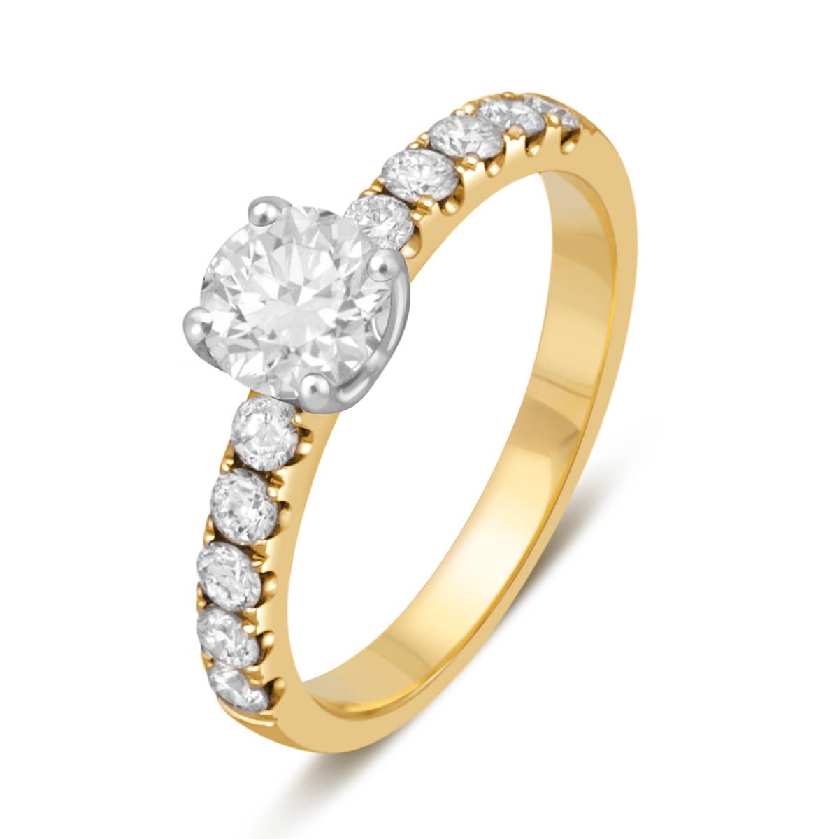 Помолвочное кольцо из комбинированного золота с бриллиантами (039573)