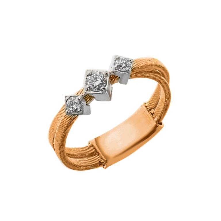 Кольцо из красного золота с бриллиантами (050728)