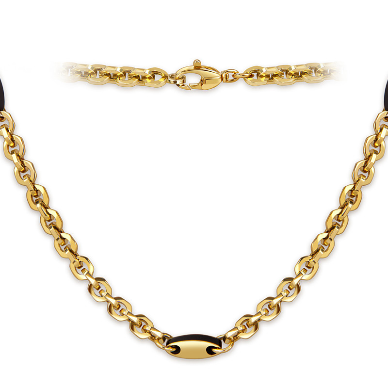 Цепь из жёлтого золота с ониксом (057803)