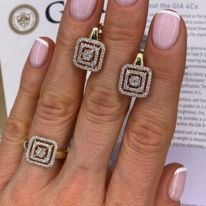 Серьги из жёлтого золота с бриллиантами (057634)