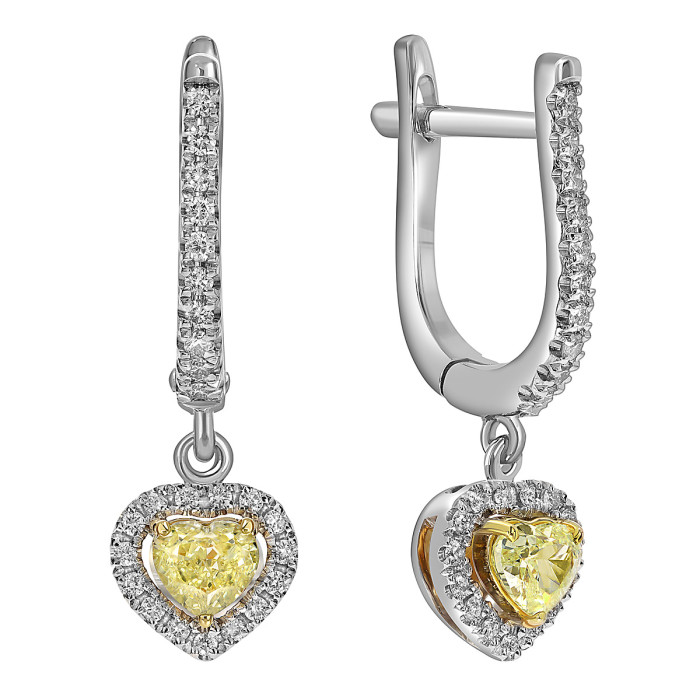 Серьги из белого золота с бриллиантами "Сердце" (059693)