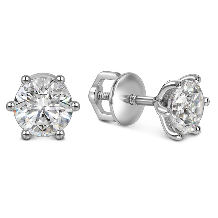 Серьги пусеты из белого золота с бриллиантами (063597)