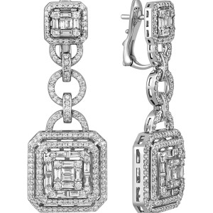 Серьги из белого золота с бриллиантами (052338)