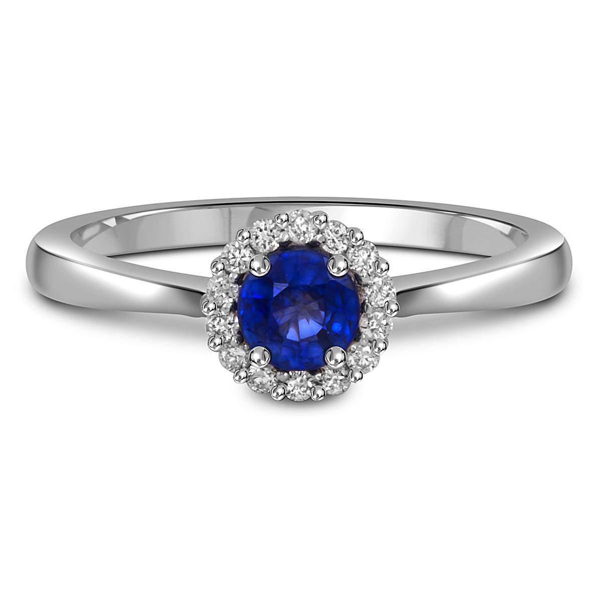 Кольцо из белого золота с бриллиантами и сапфиром (059205)