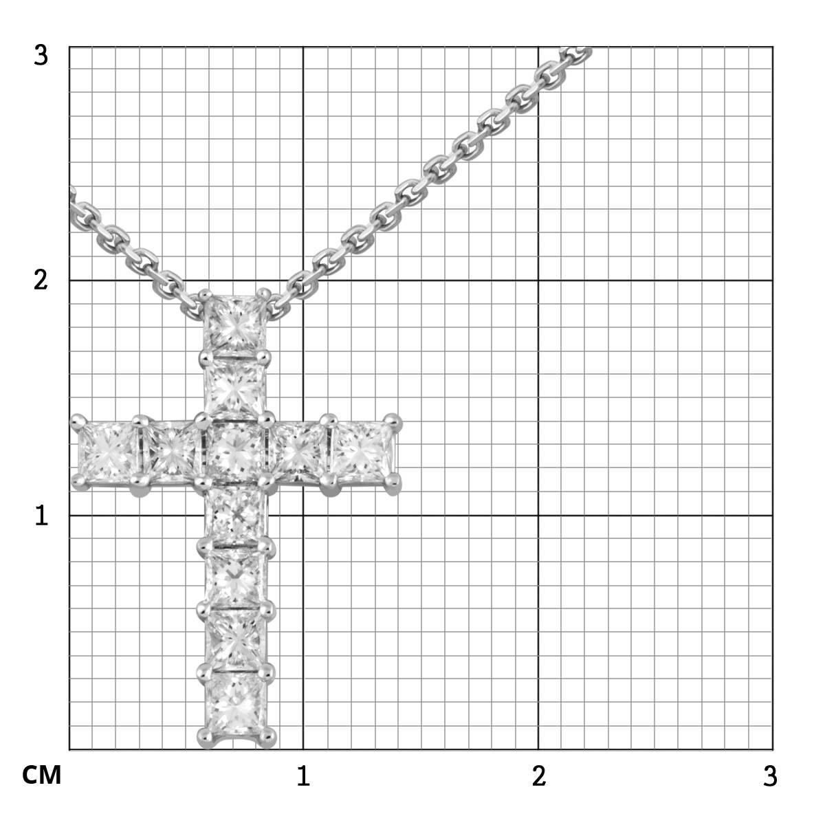 Колье крест из белого золота с бриллиантами (048798)