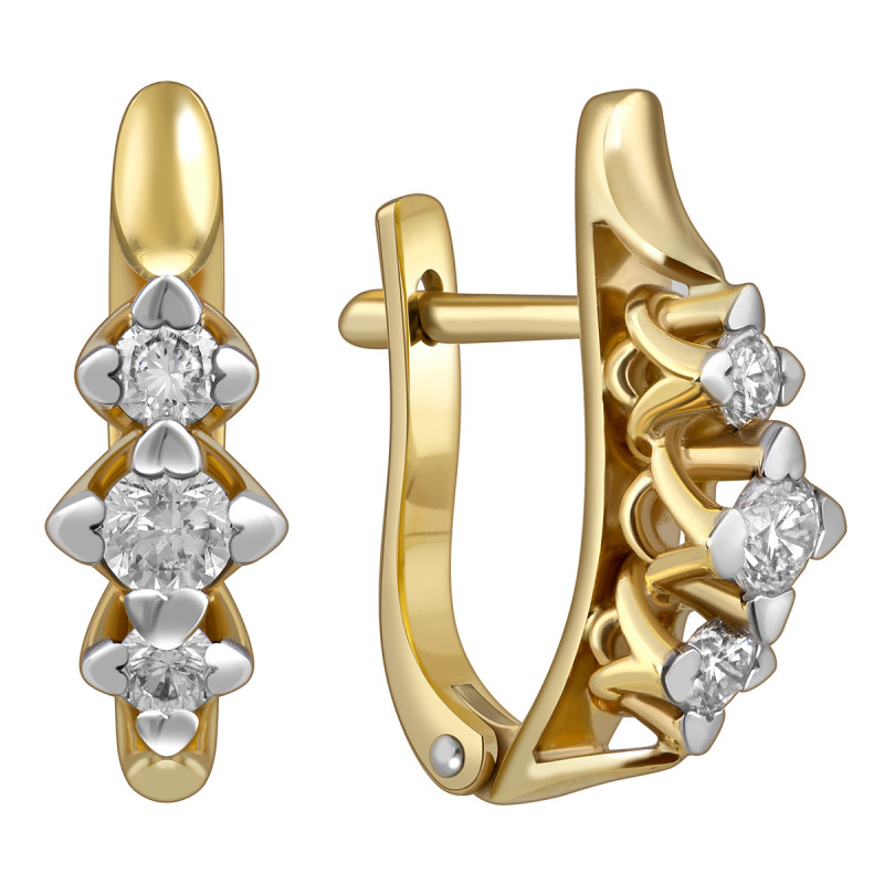 Серьги из жёлтого золота с бриллиантами (025827)