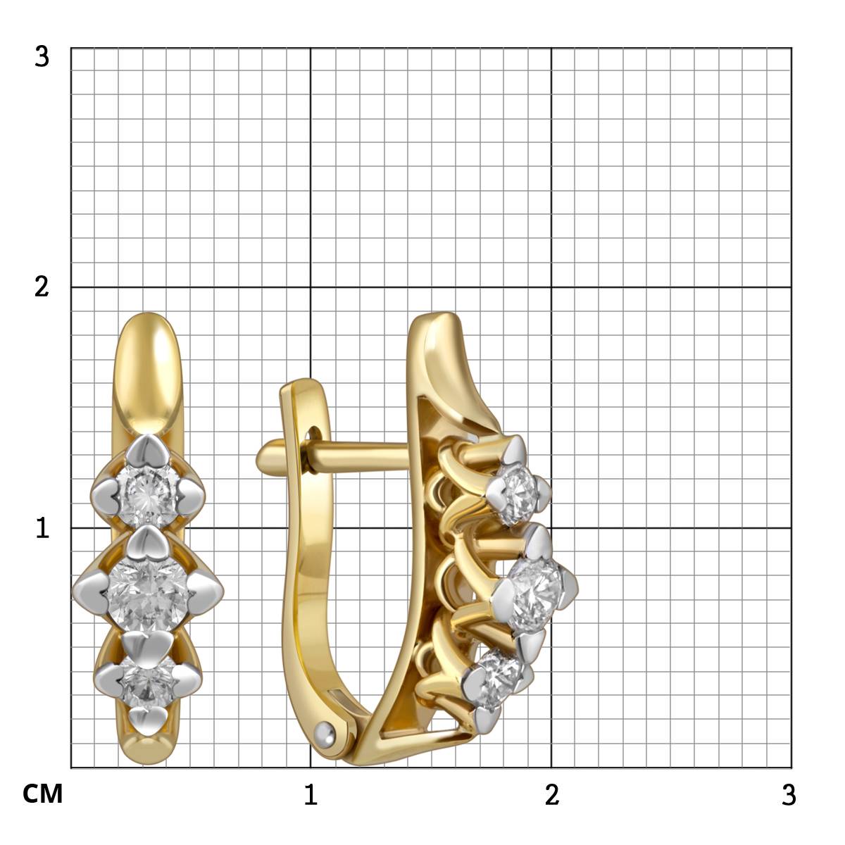 Серьги из жёлтого золота с бриллиантами (025827)