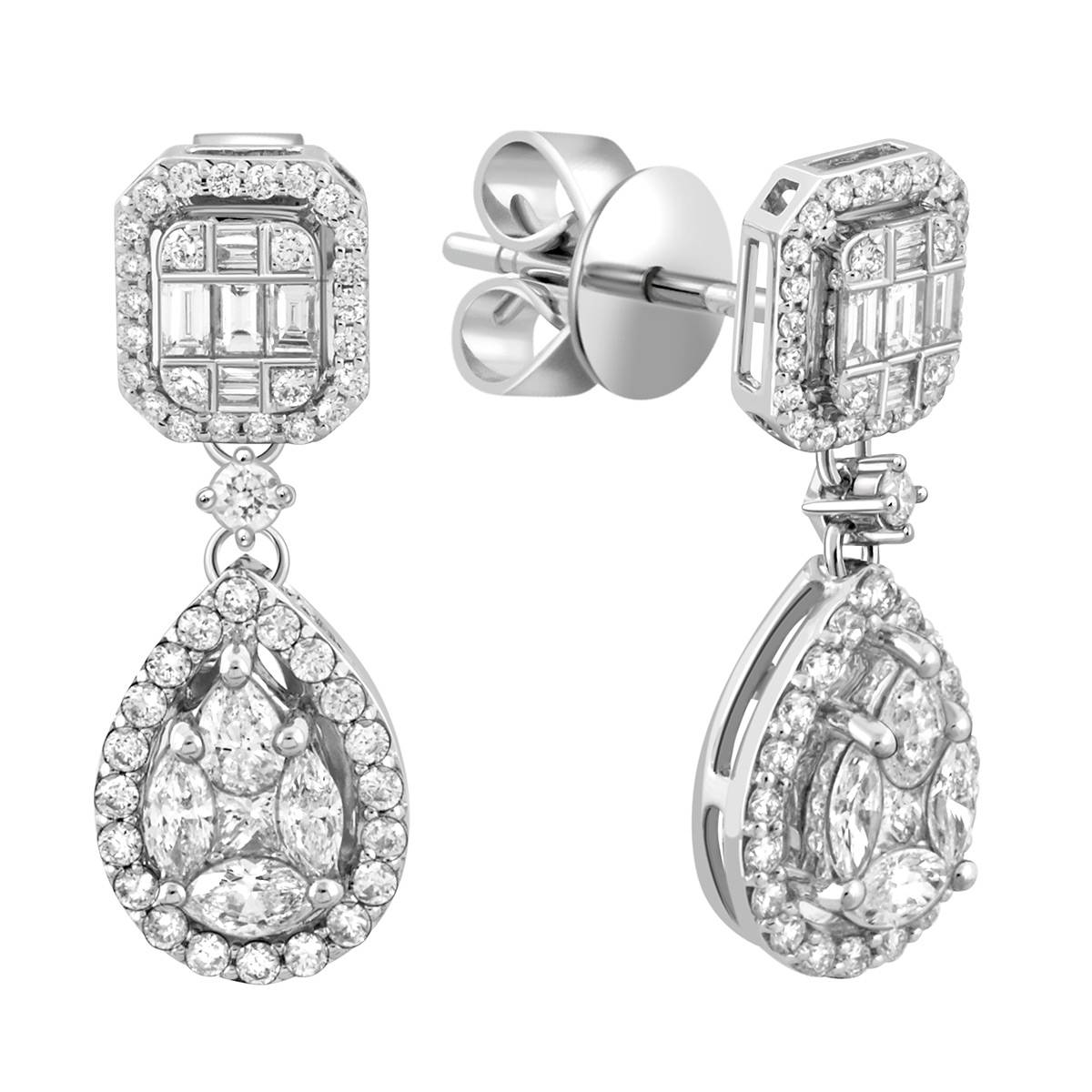 Серьги из белого золота с бриллиантами (049153)