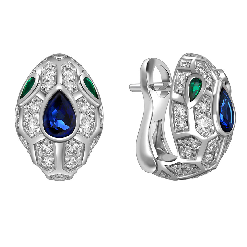 Серьги из белого золота с бриллиантами и ситаллами (053793)