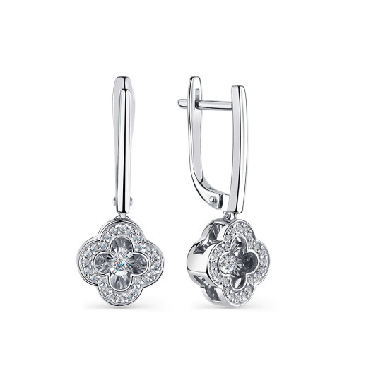Серьги из белого золота с бриллиантами (055850)