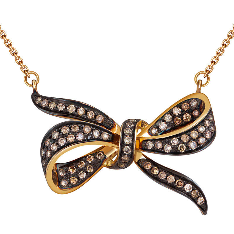 Колье из жёлтого золота с коньячными бриллиантами (053807)