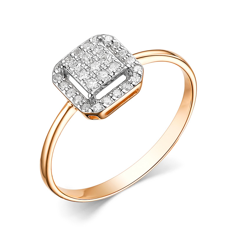 Кольцо из красного золота с бриллиантами  (060575)