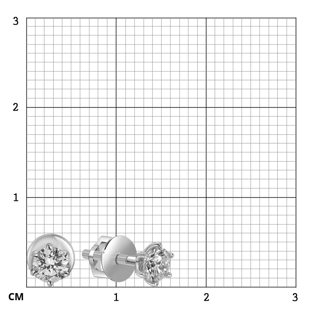 Серьги пусеты из белого золота с бриллиантами (042504)