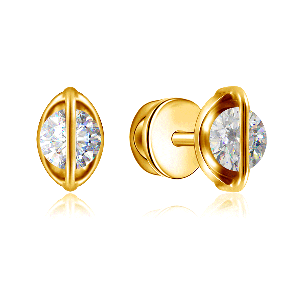 Серьги пусеты из жёлтого золота 