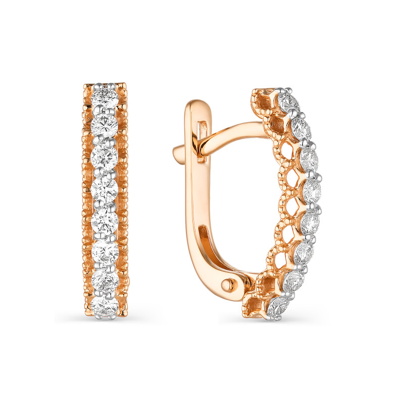 Серьги из красного золота с биллиантами (042104)