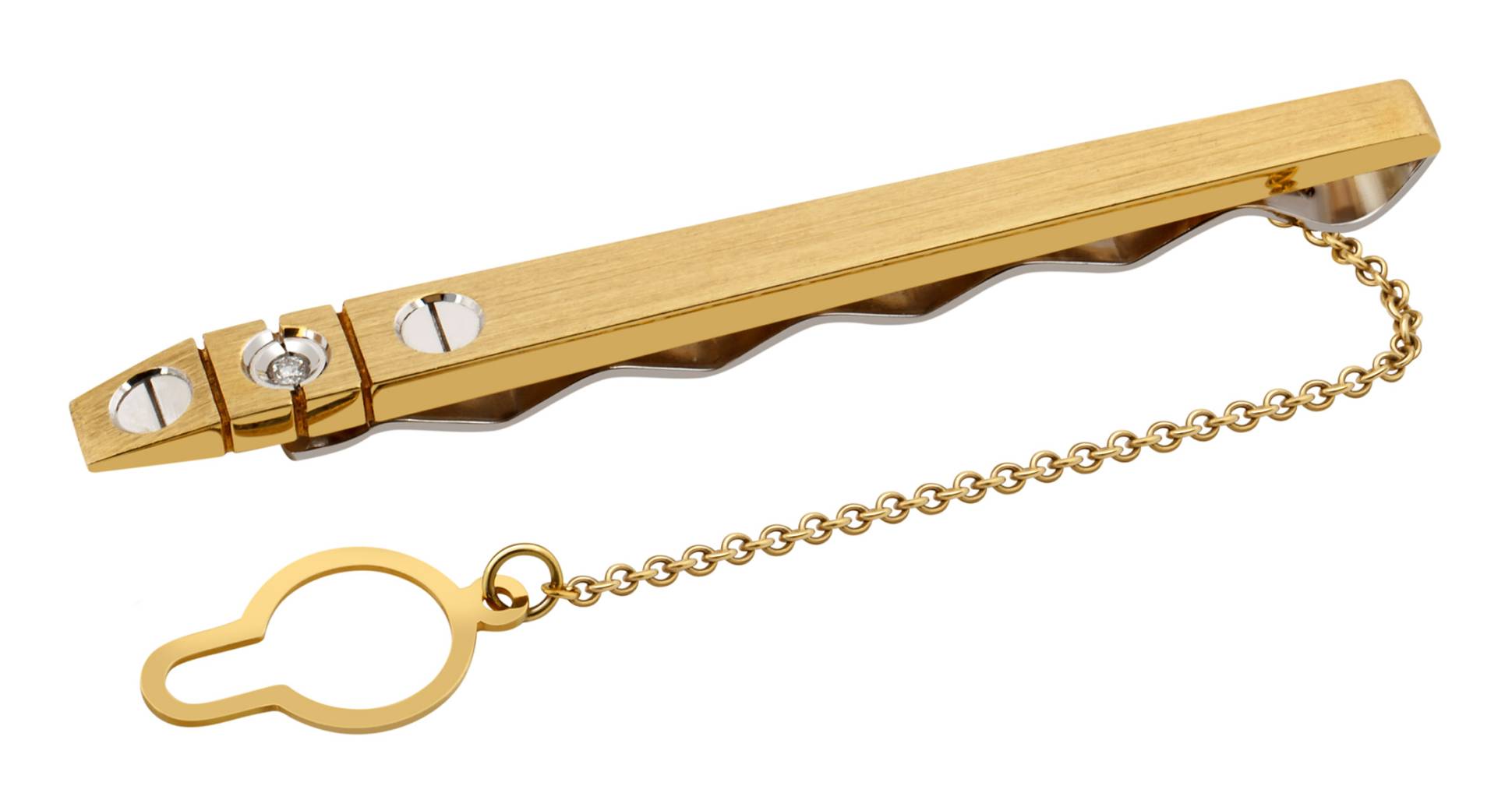 Зажим для галстука из жёлтого золота с бриллиантом (035992)