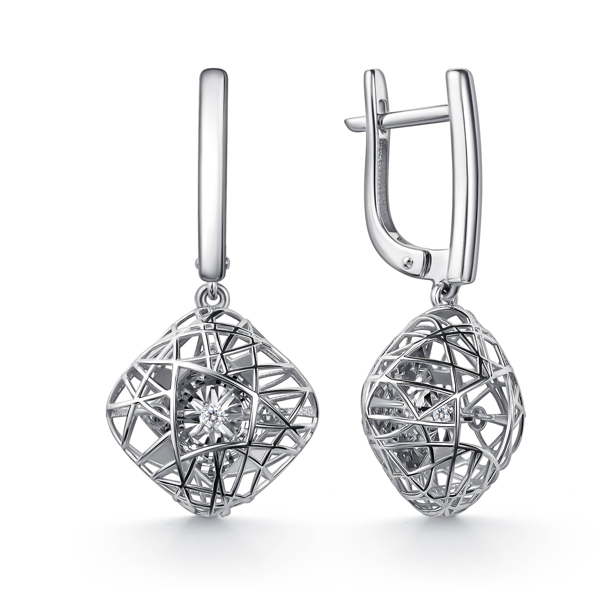 Серьги из белого золота с бриллиантами (063030)