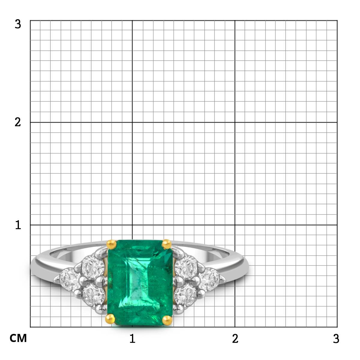 Кольцо из белого золота с бриллиантами и изумрудами (051331)