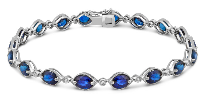 Браслет из белого золота с бриллиантами и сапфирами (037396)